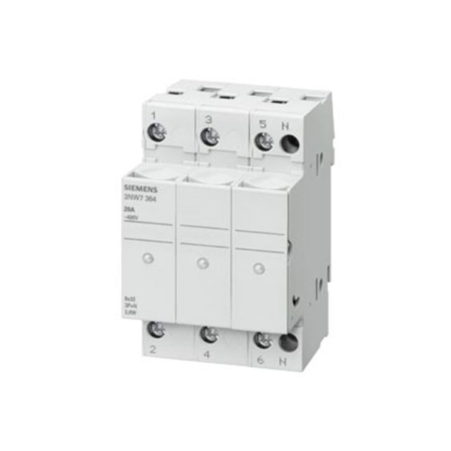 Κυλινδρική Ασφαλειοθήκη Ράγας Τριπολική με Ανιχνευτή LED 10x38 3NW7064