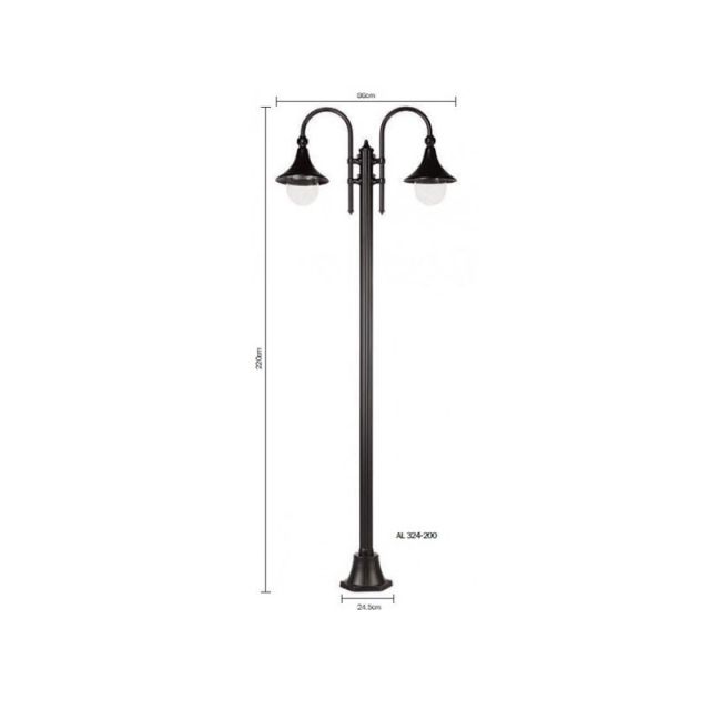 Aluminium Head 2-Lights Black 3256-12 111310