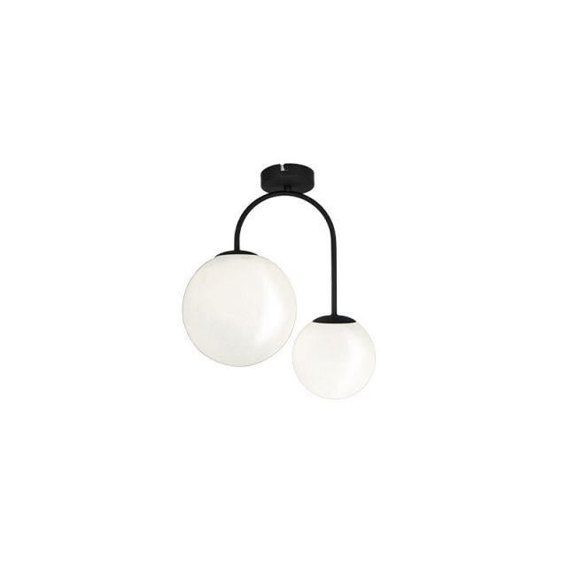 Ceiling 2/lights Ε14 Opal Glass Black Anouk 4228700