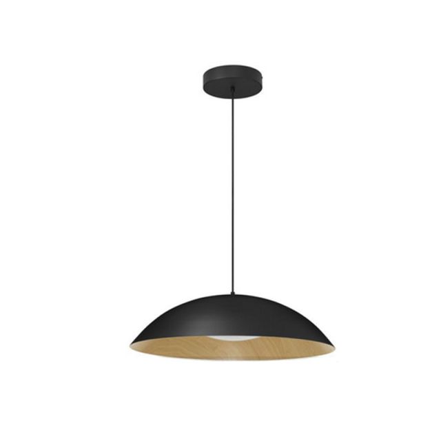 Pendant Single Light LED 47W 3000Κ Black/Wood Glim 9081290