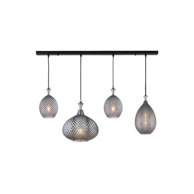 Φωτιστικό Κρεμαστό 4x40W E27 Smoked Grey-Μαύρο Ματ 19240