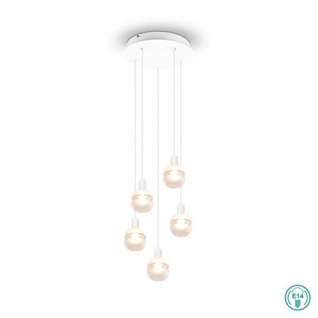 Φωτιστικό Κρεμαστό 5-φωτο Ε14 28W Λευκό Ματ Mela 313100531