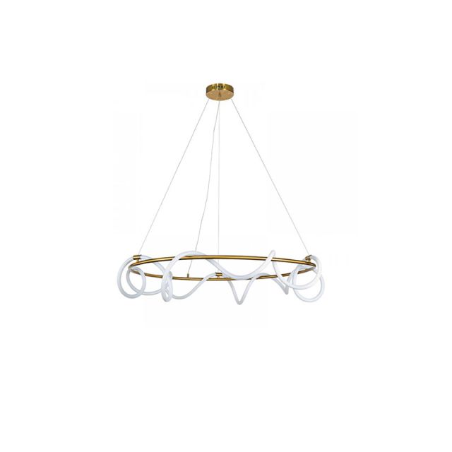 Φωτιστικό Κρεμαστό Led 60W 3000K Φ60 Με Φωτοσωλήνα Χρυσό Mατ Dimmable 6017-B-GL