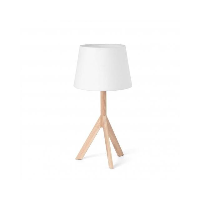 Table Lamp with Fabric Shade E27 White Sobremesa Blanco F-28408
