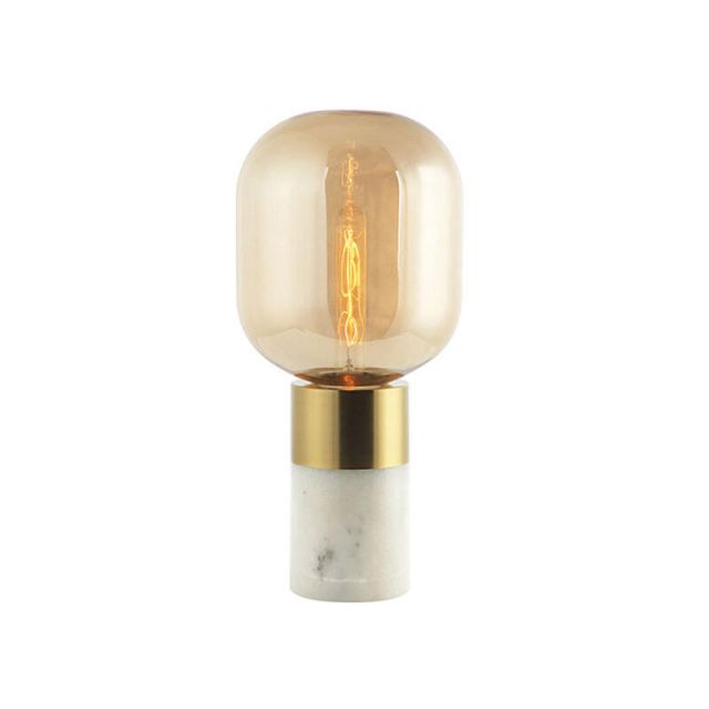 Table Lamp E27 White Marble Honey Glass 20253