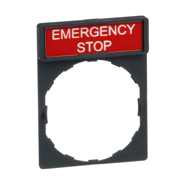 Legend Holder 30x40mm with Label 8x27mm with Marking EMERGENCY STOP ZBY2330