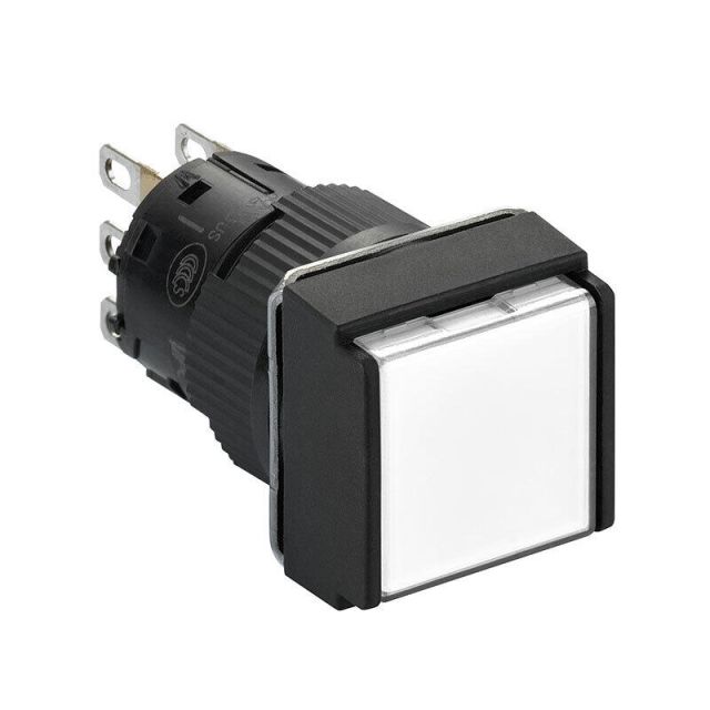 Illuminated Square Pushbutton Φ16 with Reset White XB6ECW1B1P