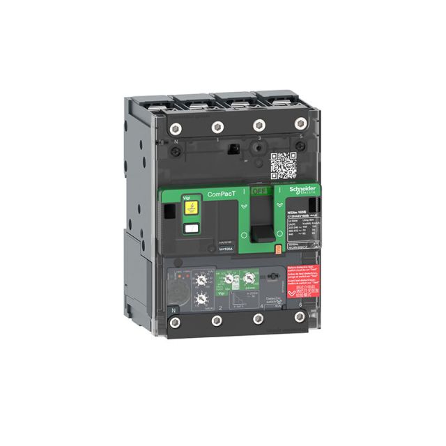 Circuit Breaker NSXm 63B 25kA 415V 4P MicroLogic 4.1 Trip Unit 25A Lugs Busbars C11B44V025B