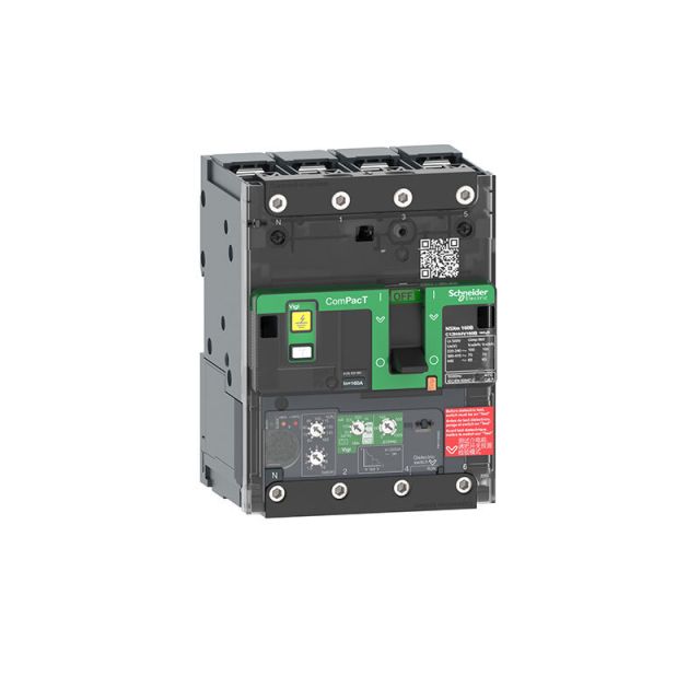 Circuit Breaker NSXm 63H 70kA 415V 4P MicroLogic 4.1 Trip Unit 25A Lugs/Busbars C11H44V025B