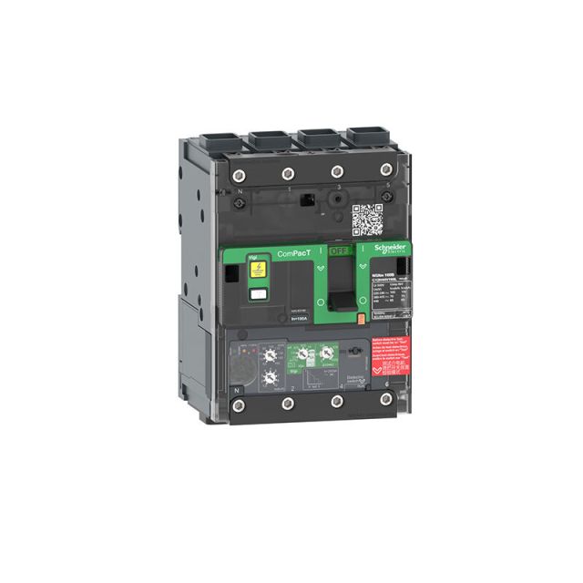 Circuit Breaker NSXm 63H 70kA 415V 4P MicroLogic 4.1 Trip Unit 25A EverLink Lugs C11H44V025L