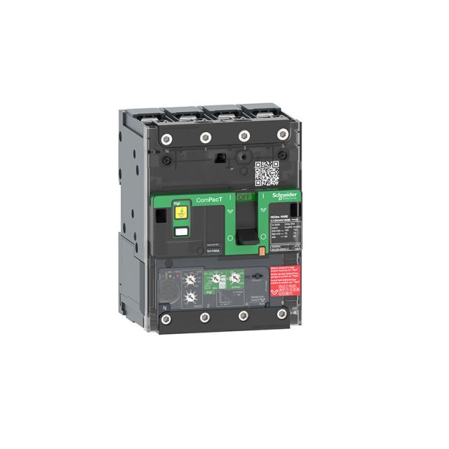 Circuit Breaker NSXm 160B 25kA 415VAC 4P MicroLogic 4.1 Trip Unit 160A Lugs Busbars C12B44V160B