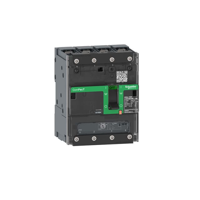 Circuit Breaker NSXm 160H 70kA 415VAC 4P4D TMD Trip Unit 160A Lugs Busbars C12H4TM160B
