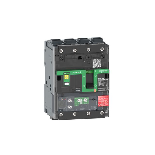 Circuit Breaker NSXm 160N 50kA 415VAC 4P MicroLogic 4.1 Trip Unit 160A EverLink Lugs C12N44V160L