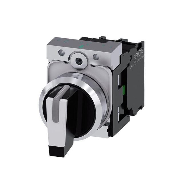 Selector switch I-0-II illuminated Φ22mm White  -  3SU1150-2BL60-1NA0