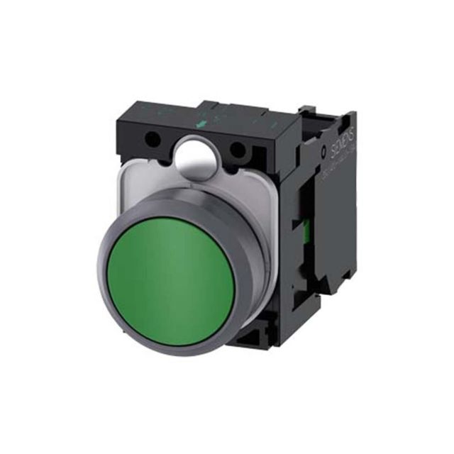Flat Pushbutton Metallic Green  1Α  3SU1130-0AB40-1BA0