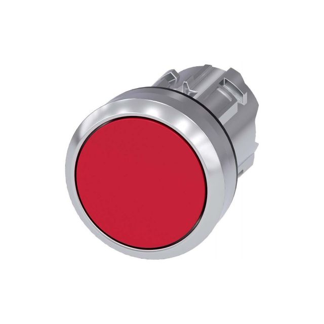Flat Pushbutton Metallic with Return Red F22 3SU1050-0AB20-0AA0