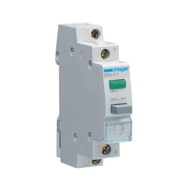 Pushbutton with Green Indicator 16A 1NO