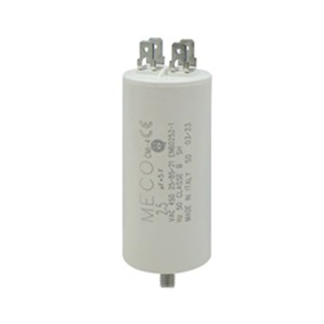 Motor Run Capacitor 2.5UF/450VAC with Stud and Double Faston 25x55mm MECO 03.006.0259