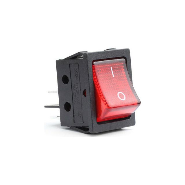Switch Rocker 4P with Lamp On-Off-On 10Α/250V R2-K03 Red SKNROHS 01.086.0097