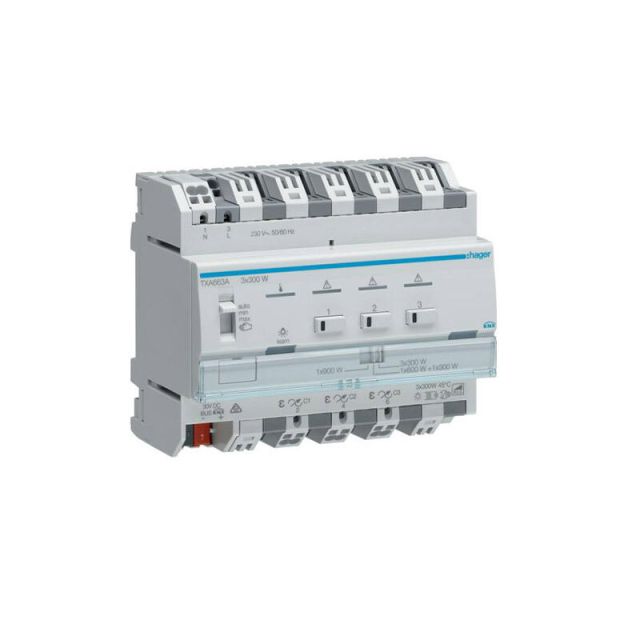 Actuator KNX  for 3 Output Lighting Adjustment300W TXA663A