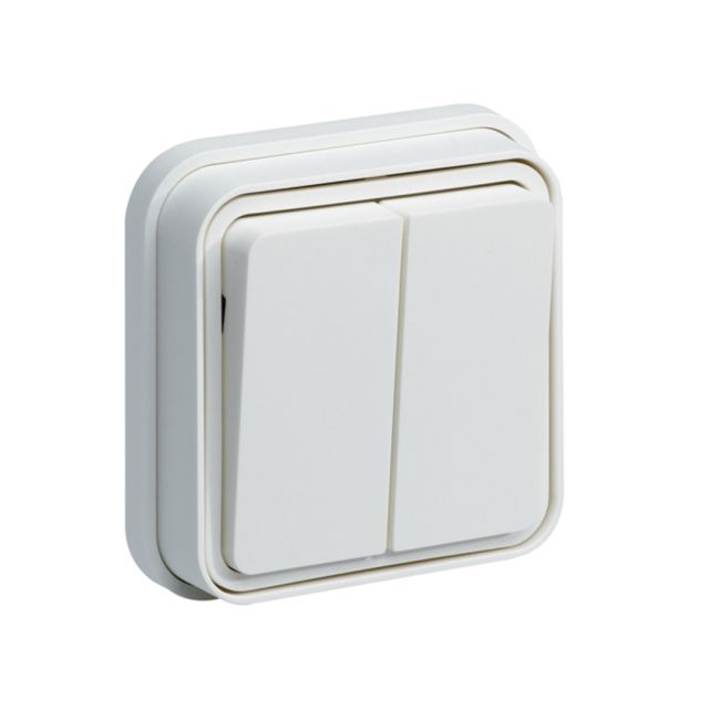 Cubyko IP55 Complete Recessed Double Switch A/R White WNE040BG