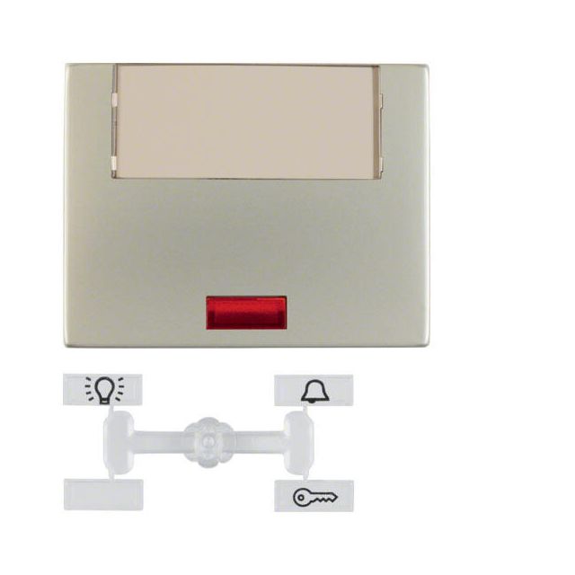 Berker K.5 Illuminated Switch/Push Button Plate with Label Pearl Light Gray 14967004