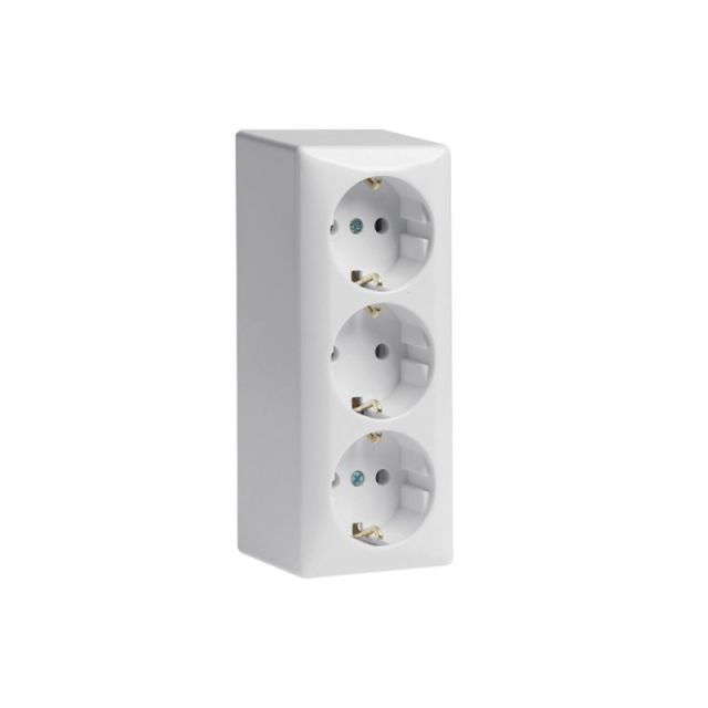 B.Επίτοιχη Πρίζα Σούκο Τριπλή Κάθετη Λευκό 404049