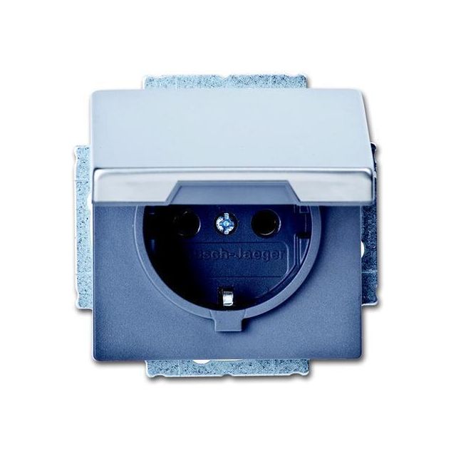 Pure 2P+E Socket with Lid Steel 20 EUK-866 29790