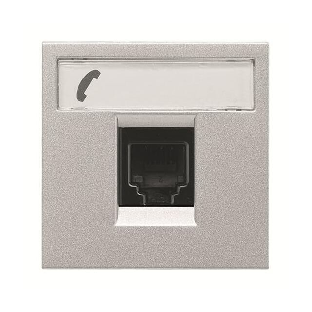 Zenit RJ12 Telephone Socket 2 Modules Plate with Label Aluminium N2217.6 PL 702609