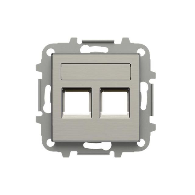 Sky Niessen Cover Plate for Telephone/Data 2 Gangs Stainless Steel 8518.2AI 718873