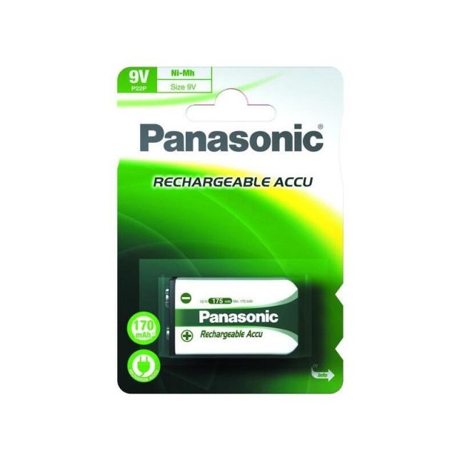 Rechargeable Battery 9V NiMh 170mAh Panasonic P22P/1B