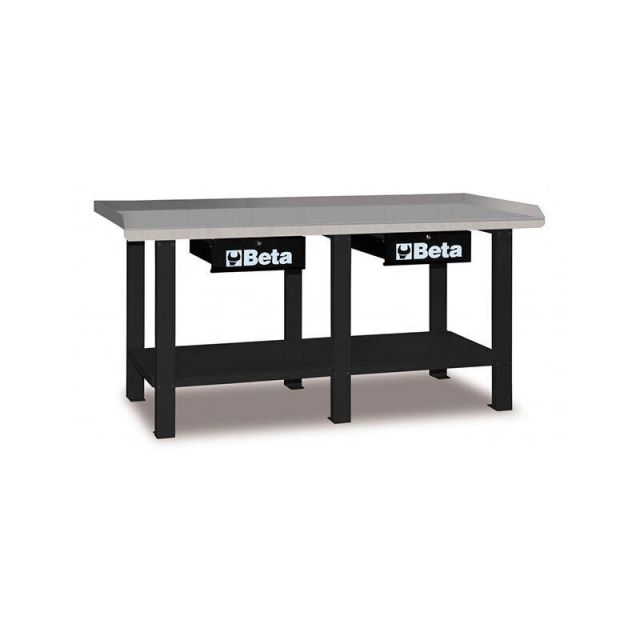 Workbench C56 Grey With Metallic Surface & 2 Shelves Β056000202