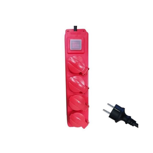 Socket 4 Schuko Holes IP44 Cable 3x1.5mm Extension 3m with Switch & Shutter Protection 147-62295