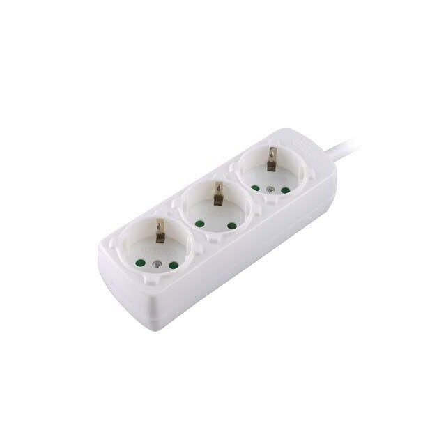 Socket Outlet 3-Way Cable 1.5m White