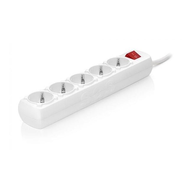 Socket Outlet 5-Way Cable 1.5m White
