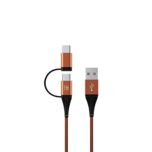 USB Cable Durable 2 to Type C/Micro-USB Go Connect Orange 2m 100-16-009