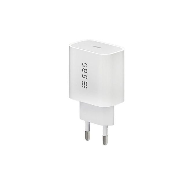 Fast Charge Charger 1xType C 1xUSB SAS White