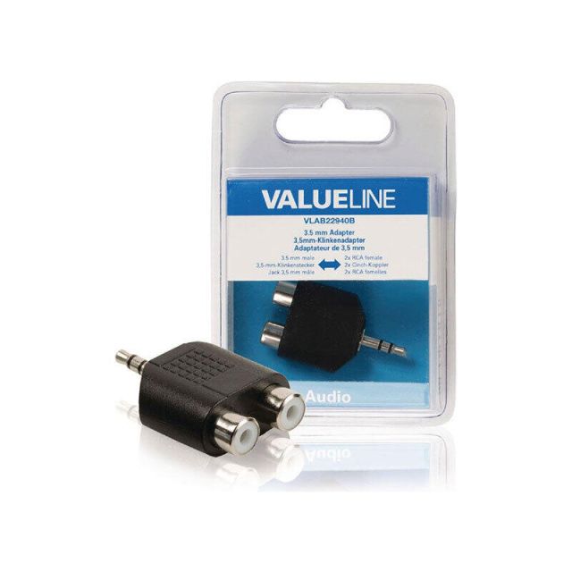 Adapter VLAB 22940B 3.5mm Male to 2XRCA Female Black 140-5273