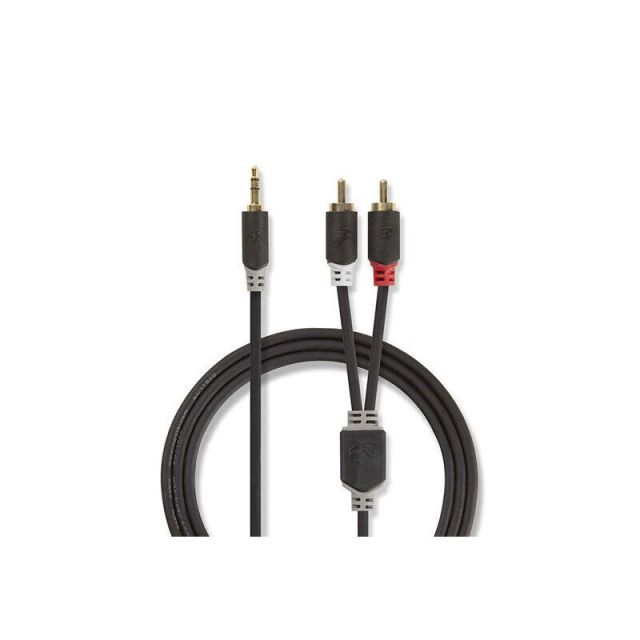 2XRCA Cable Male-3.5mm Stereo to RCA Male 1m Anthracite 233-0585