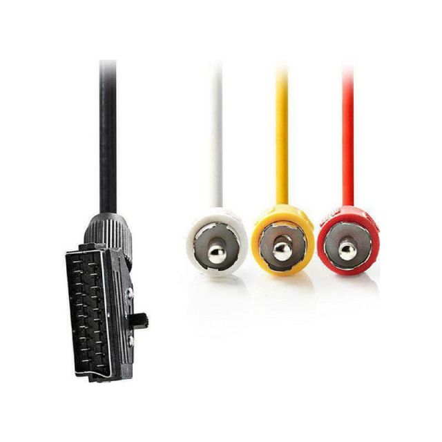 Καλώδιο Scart Nedis CVGT31130BK20 21P Αρσ.3xRCA Αρσ.1VIdeo+2Audio με Διακ.In-Out 2m 233-1781