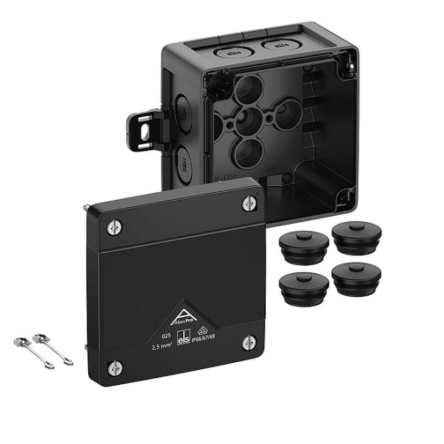 Junction Box IP66 Black Abox Pro 25 AB-L/sw 40200101