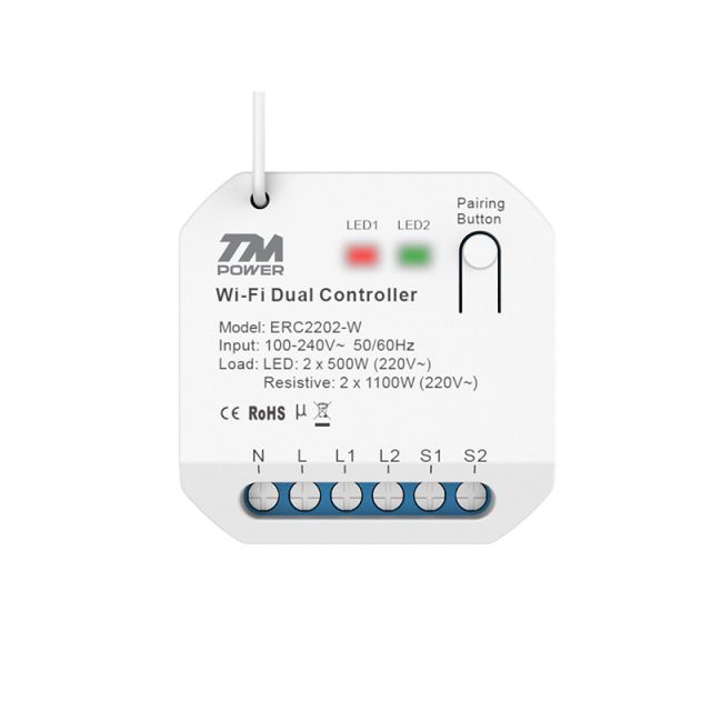 Wireless Smart Two Way On/Off Reveiver Led 5A 2*500W RF433mhz & WIFI 2.4GHz TM