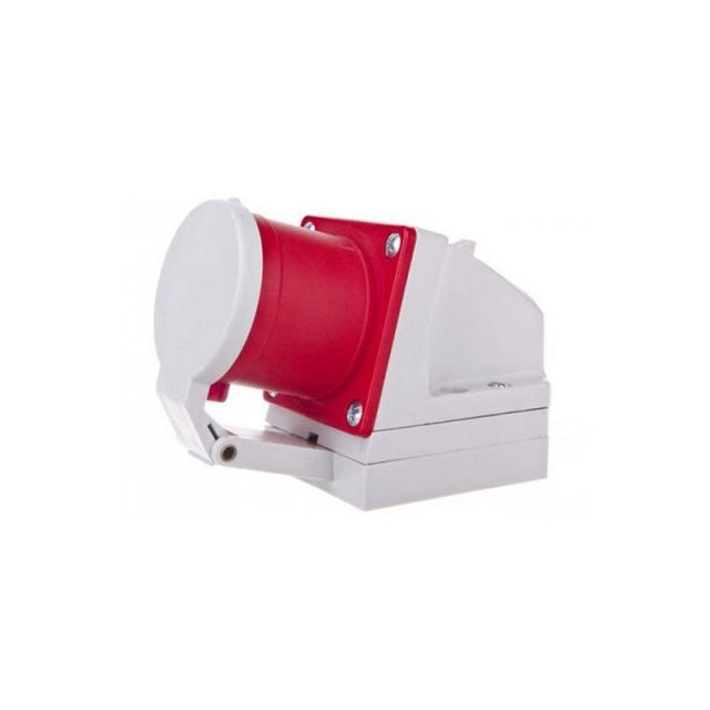 Angled Wall Mounted Plug Male 4X32A 400V IP44 524-6D