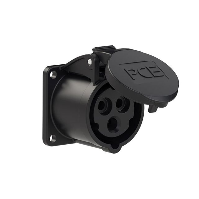 Πρίζα Χωνευτή με Καπάκι 3Χ16Α 230V ΙΡ44/IP54 Μαύρη 313-6f5x