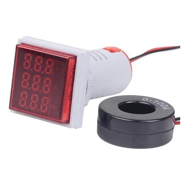 Panel Indicator Multi-Instrument D22 A/M+V/M+Hz AC Red AD16-22AVHZ