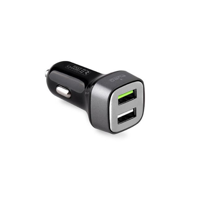 Puro Mini Car Fast Charger 2.4A 2XUSB Black FCMCH2USB24SCBLK