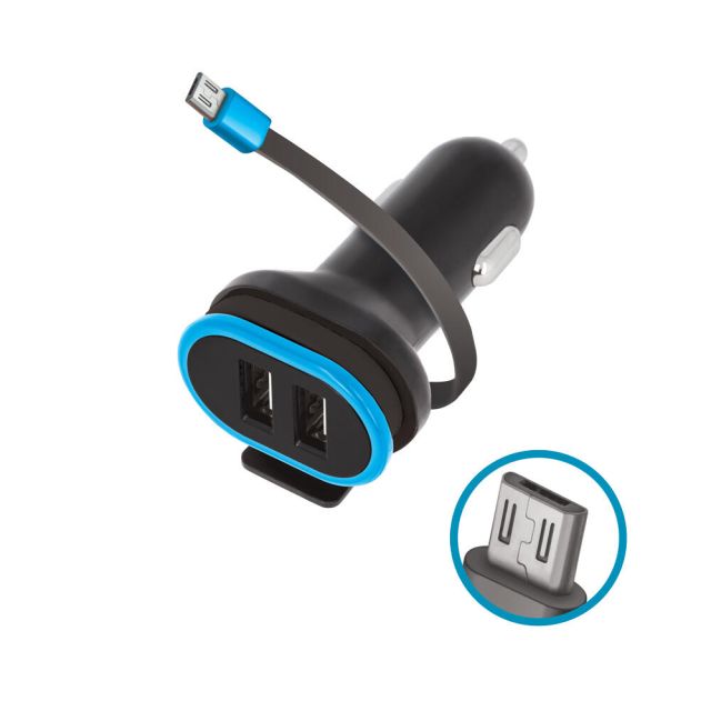 Forever Car Charger 3A 2ΧUSB & Cable Micro USB Black GSM034042