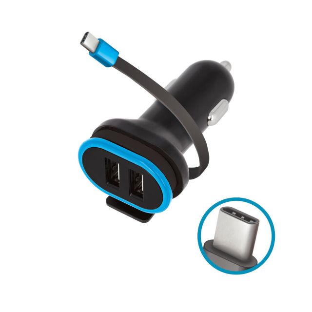 Forever Car Charger 3A 2ΧUSB withType C Cable GSM034043