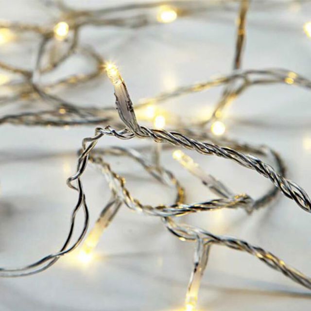 Χριστουγεννιάτικα Λαμπάκια Μπαταρίας LED 50 Θερμό Λευκό με Διάφανο Καλώδιο IP20 9m 600-11204