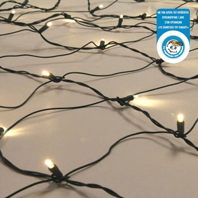 Christmas Lights Net LED 120 Warm White with Green Wire IP44 600-11383